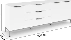 rauch Kombikommode »Kommode Türkommode Sideboard Kombikommode FLIPP« Breite 200 cm mit 2 Einlegeböden,3-türig mit3 Schubladen und Soft-Close-Funktion