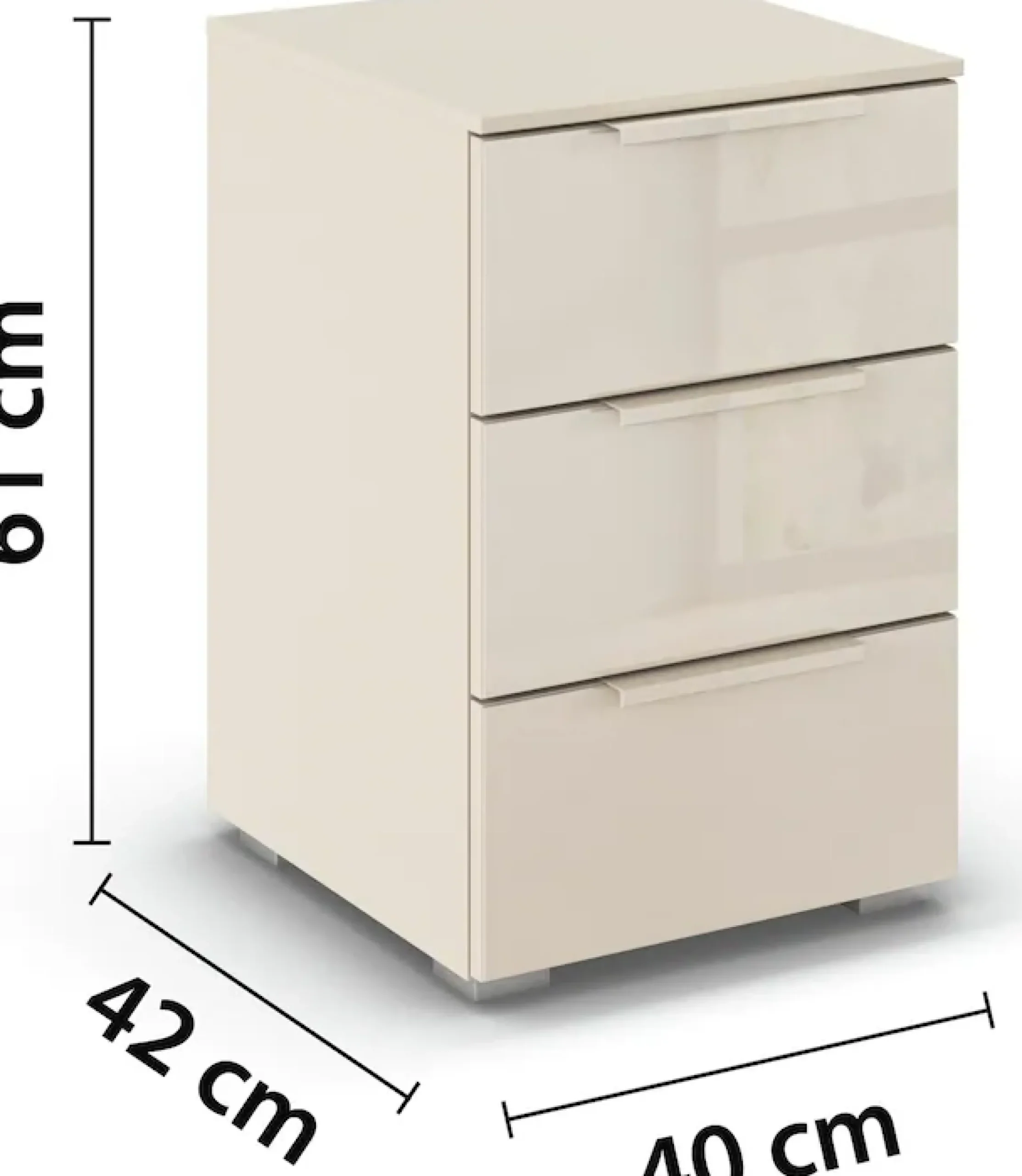 rauch Nachtkommode »Nachttisch Nachtkonsole MONTCLAR Frontauswahl Dekor/Hochglanz/Glas« Breite 40 cm / Höhe 61 cm, inkl. Soft-Close-Funktion,mit 3 geräumigen Schubladen, viele Griffvarianten MADE IN GERMANY