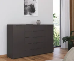 rauch Schubkastenkommode »Flipp Schubladenkommode Wäscheschrank Schrank« Breite 160/180 cm mit 4 Einlegeböden,2-türig mit5 Schubladen und Soft-Close-Funktion in zwei Breiten