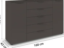 rauch Schubkastenkommode »Flipp Schubladenkommode Wäscheschrank Schrank« Breite 160/180 cm mit 4 Einlegeböden,2-türig mit5 Schubladen und Soft-Close-Funktion in zwei Breiten