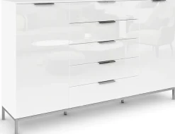 rauch Schubkastenkommode »Kommode Türkommode Sideboard Kombikommode FLIPP mit Glasfront« Breite 160/180 cm mit 4 Einlegeböden,2-trg mit 5 Schubladen und Soft-Close-Funktion, Glasfront, 2 Breiten