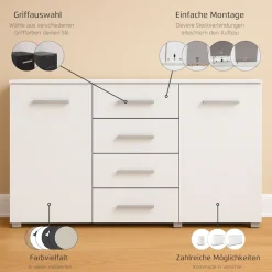 rauch Schubkastenkommode »Sideboard Kommode Kombikommode KOLUNA mit Hochglanzfront« Breite 120 cm mit eleganter Hochglanzfront,vier große Schubladen, mit insgesamt 4 Einlegeböden MADE IN GERMANY