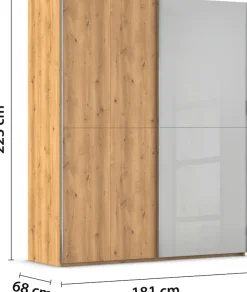 rauch Schwebetürenschrank »Kleiderschrank Schrank Garderobe Schlafzimmerschrank SCALE-WOOD« edle geteilte Front in massiver Asteiche mit Glastüren MADE IN GERMANY