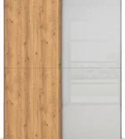 rauch Schwebetürenschrank »Kleiderschrank Schrank Garderobe Schlafzimmerschrank SCALE-WOOD« edle geteilte Front in massiver Asteiche mit Glastüren MADE IN GERMANY