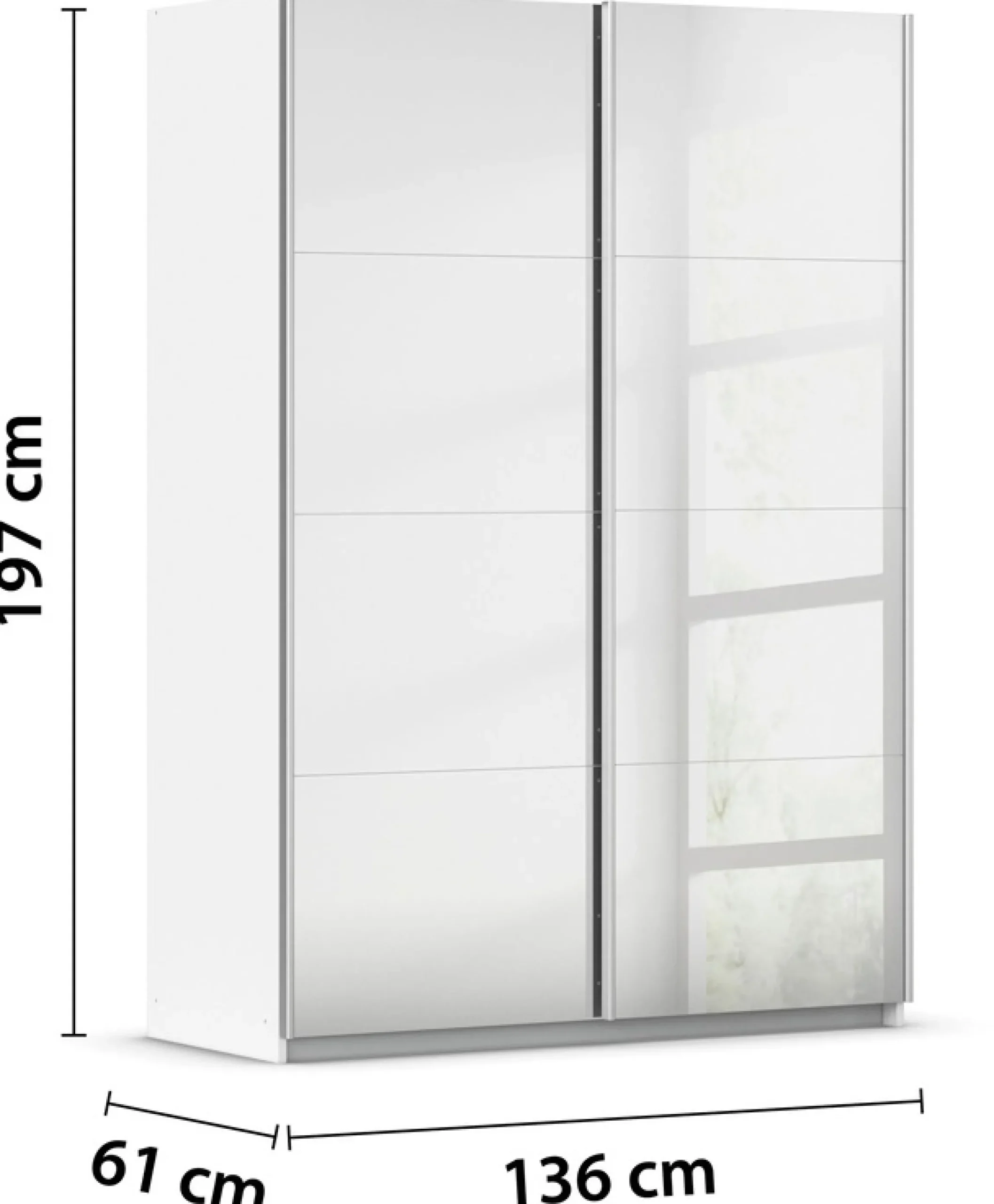 rauch Schwebetürenschrank »Kleiderschrank Schrank KinderzimmerSUBITO« Garderobe Vollspiegel Breiten 136 & 181 Höhe 197 cm - MADE IN GERMANY