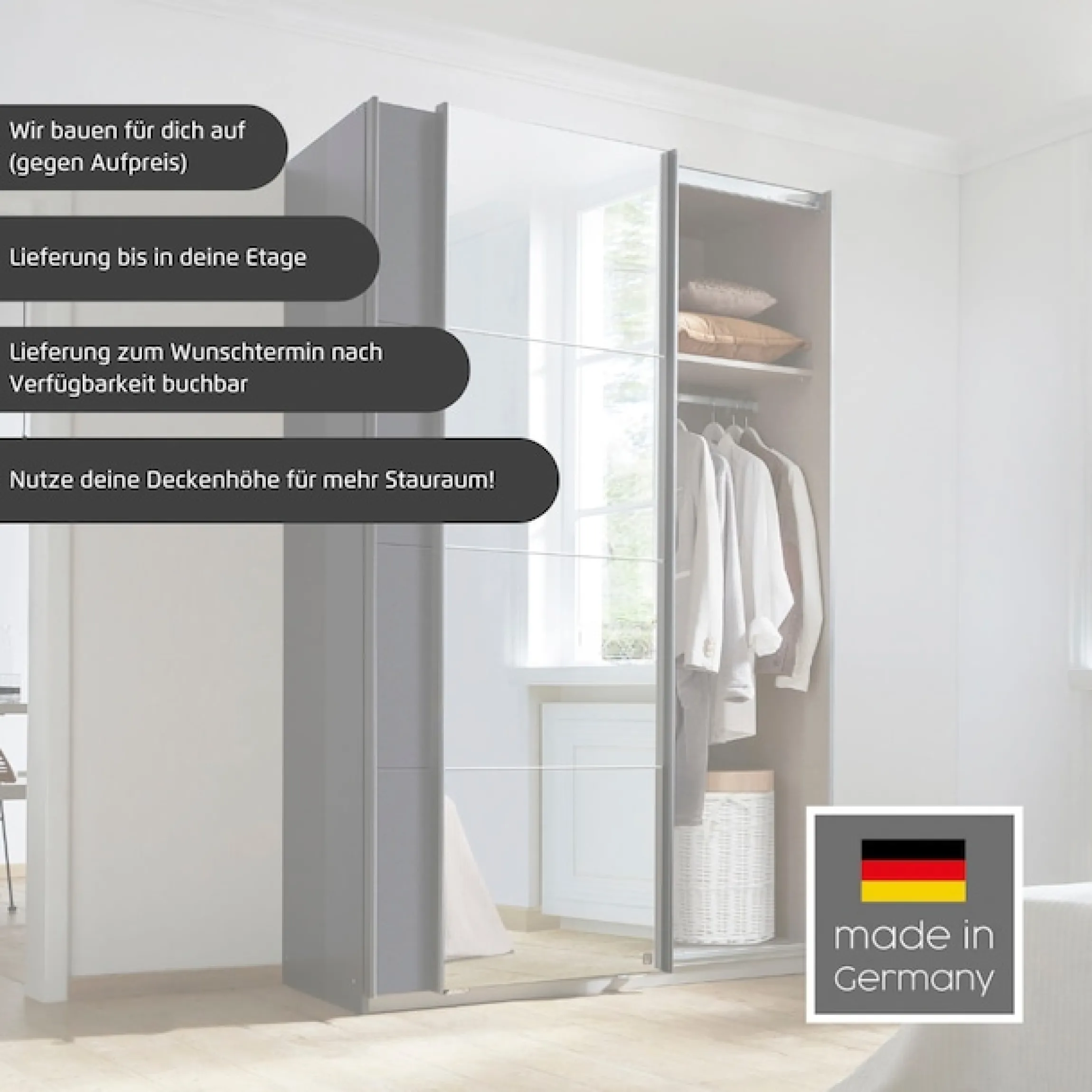 rauch Schwebetürenschrank »Kleiderschrank Schrank KinderzimmerSUBITO« Garderobe Vollspiegel Breiten 136 & 181 Höhe 197 cm - MADE IN GERMANY
