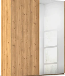 rauch Schwebetürenschrank »Kleiderschrank Schrank Garderobe Schlafzimmerschrank SCALE-WOOD« edle geteilte Front in massiver Asteiche mit Spiegel MADE IN GERMANY