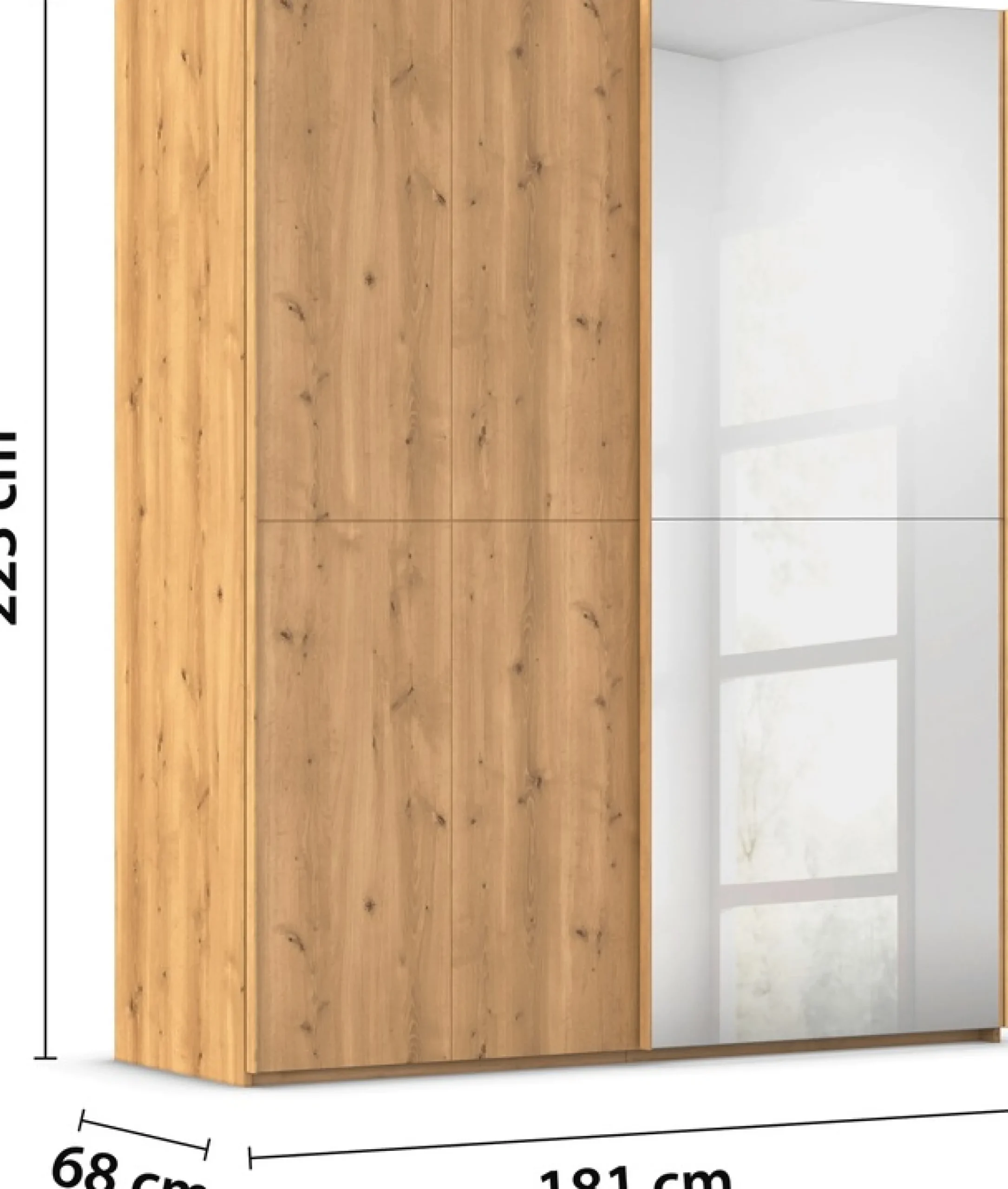 rauch Schwebetürenschrank »Kleiderschrank Schrank Garderobe Schlafzimmerschrank SCALE-WOOD« edle geteilte Front in massiver Asteiche mit Spiegel MADE IN GERMANY