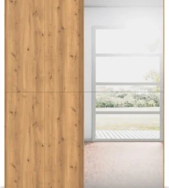 rauch Schwebetürenschrank »Kleiderschrank Schrank Garderobe Schlafzimmerschrank SCALE-WOOD« edle geteilte Front in massiver Asteiche mit Spiegel MADE IN GERMANY