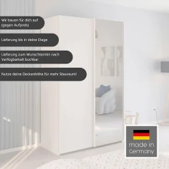 rauch Schwebetürenschrank »Kleiderschrank Schrank Garderobe Schlafzimmerschrank EVELYN« in elegantem Stil, in 5 Breiten, Griffe in Korpusfarbe MADE IN GERMANY