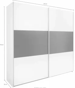rauch Schwebetürenschrank »Kleiderschrank Schrank Garderobe Wäscheschrank Schlafzimmer BORBA« Breiten 218/260 cm, Höhe 210 cm,optional mit Absetzung in Graumetallic MADE IN GERMANY