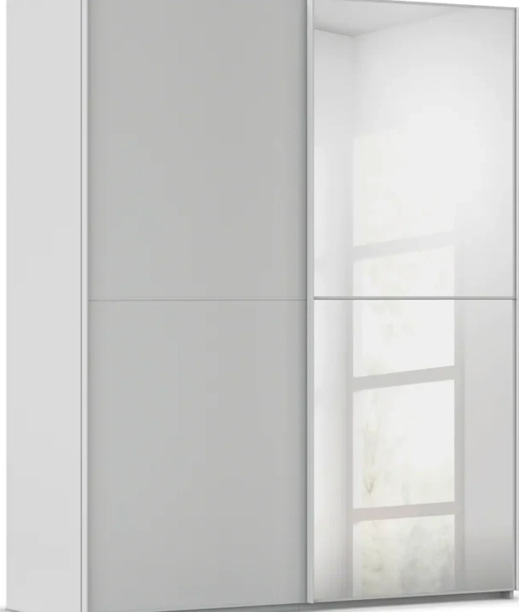 rauch Schwebetürenschrank »Kleiderschrank Schrank Garderobe Schlafzimmerschrank SCALE-DUO« edle zweigeteilte Türen, Spiegel und 3 Zierleisten MADE IN GERMANY