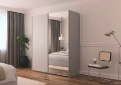rauch Schwebetürenschrank »Kleiderschrank Schrank Garderobe Schlafzimmerschrank SCALE-DUO« edle zweigeteilte Türen, Spiegel und 3 Zierleisten MADE IN GERMANY