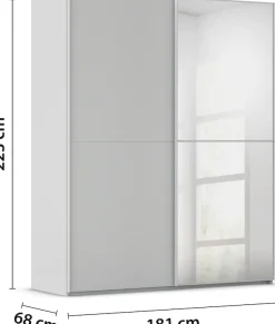 rauch Schwebetürenschrank »Kleiderschrank Schrank Garderobe Schlafzimmerschrank SCALE-DUO« edle zweigeteilte Türen, Spiegel und 3 Zierleisten MADE IN GERMANY