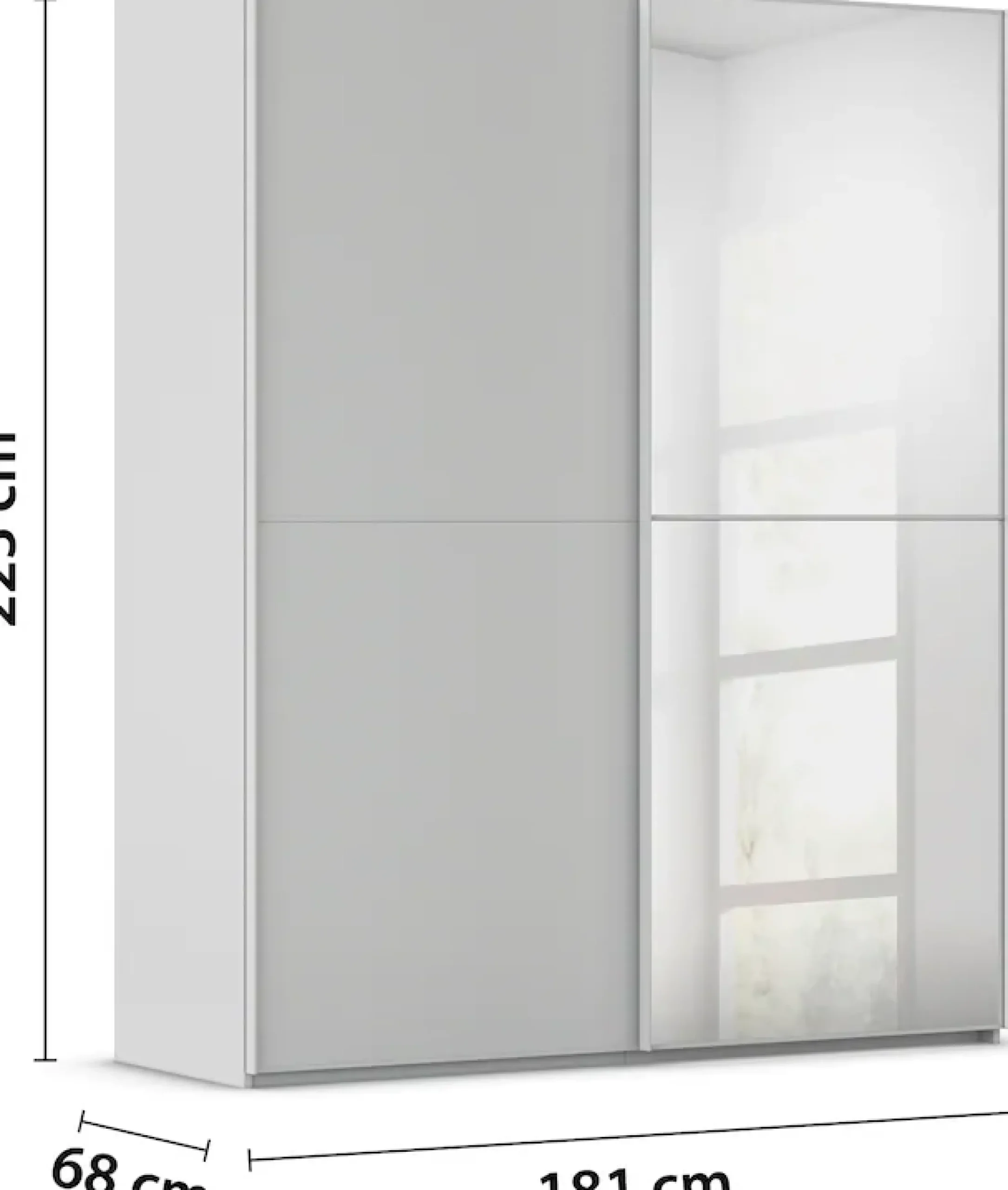 rauch Schwebetürenschrank »Kleiderschrank Schrank Garderobe Schlafzimmerschrank SCALE-DUO« edle zweigeteilte Türen, Spiegel und 3 Zierleisten MADE IN GERMANY