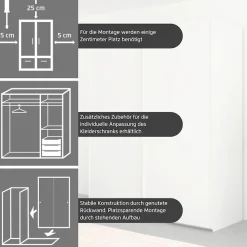 rauch Schwebetürenschrank »Kleiderschrank Schrank Garderobe Schlafzimmerschrank SCALE-DUO« edle zweigeteilte Türen, Spiegel und 3 Zierleisten MADE IN GERMANY