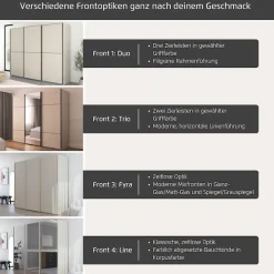 rauch Schwebetürenschrank »Kleiderschrank Schrank Garderobe Schlafzimmerschrank SCALE-DUO« edle zweigeteilte Türen, Spiegel und 3 Zierleisten MADE IN GERMANY