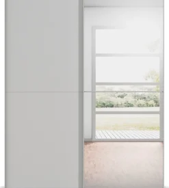 rauch Schwebetürenschrank »Kleiderschrank Schrank Garderobe Schlafzimmerschrank SCALE-DUO« edle zweigeteilte Türen, Spiegel und 3 Zierleisten MADE IN GERMANY