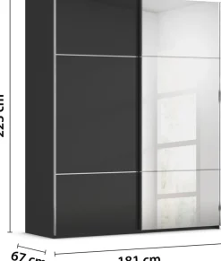 rauch Schwebetürenschrank »Kleiderschrank Schrank Garderobe Schlafzimmerschrank SCALE-TRIO« edle dreigeteilte Front mit 2 Zierleisten Spiegel/Glas MADE IN GERMANY
