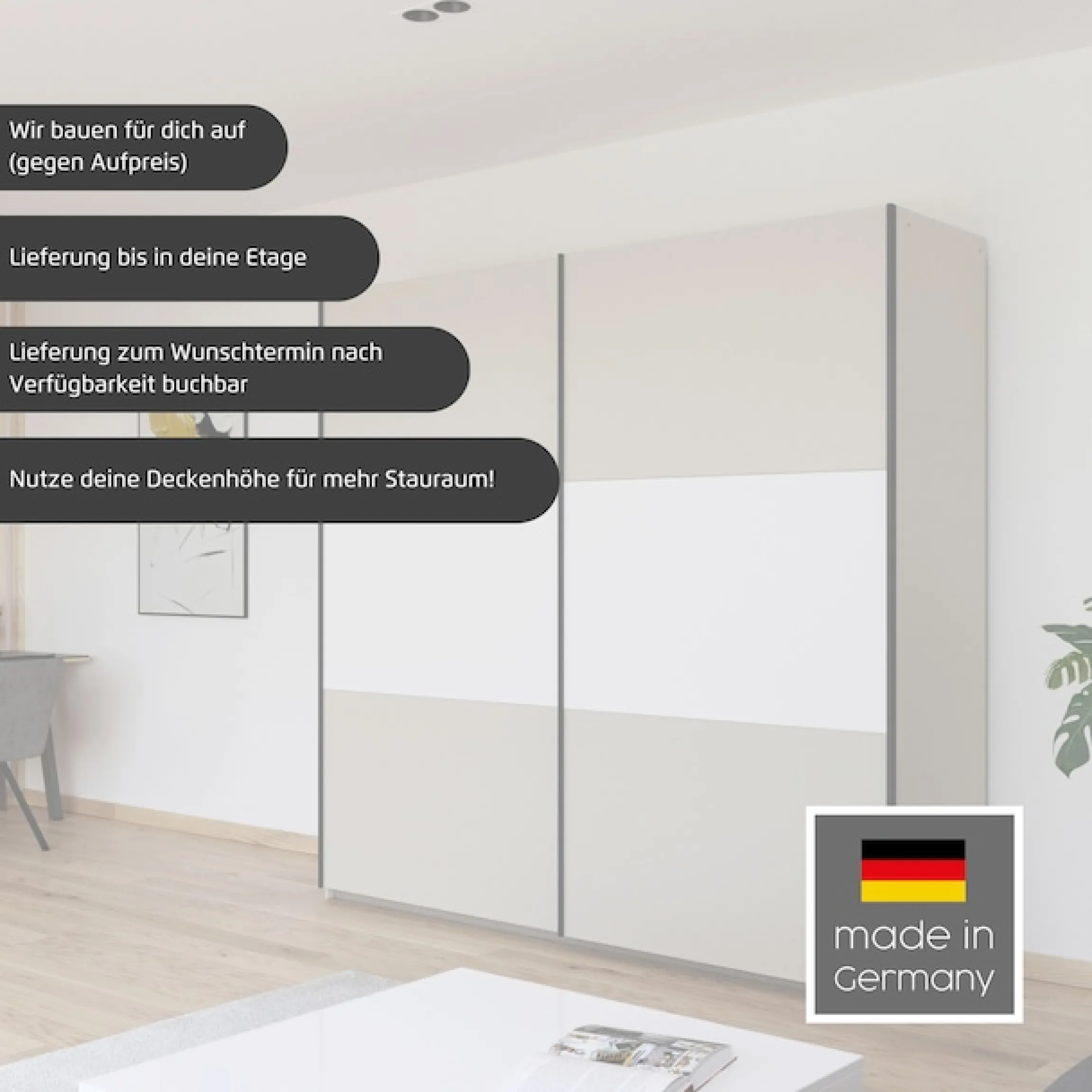 rauch Schwebetürenschrank »Kleiderschrank Schrank Garderobe Garderobenschrank Wäscheschrank NEO« 3 verschiedene Ausstattungen BASIC/CLASSIC/PREMIUM (inkl. SOFT-CLOSE),mit großzügigem Stauraum und vielfältigen Farbkombinationen