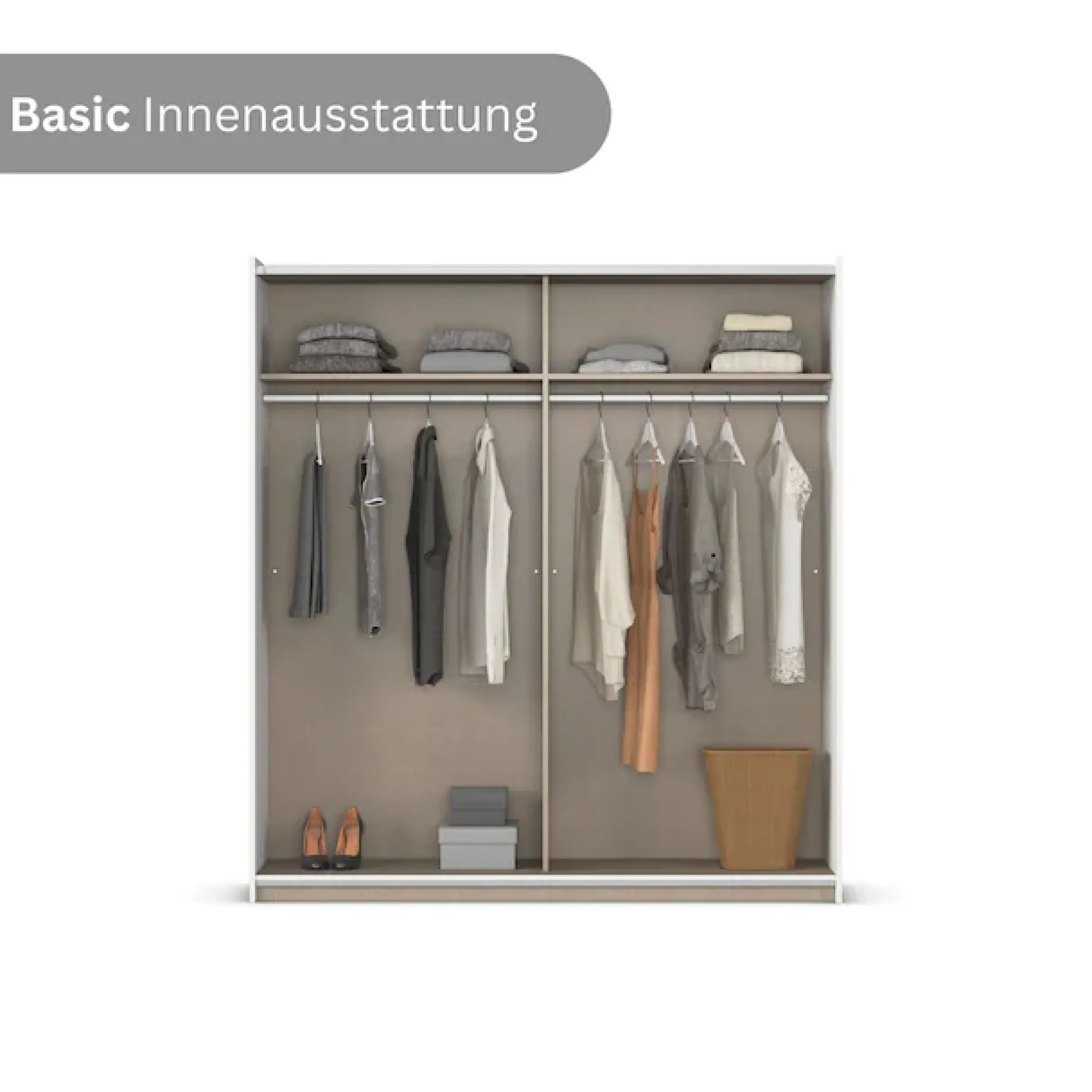 rauch Schwebetürenschrank »Kleiderschrank Schrank Garderobe Garderobenschrank Wäscheschrank NEO« 3 verschiedene Ausstattungen BASIC/CLASSIC/PREMIUM (inkl. SOFT-CLOSE),mit großzügigem Stauraum und vielfältigen Farbkombinationen