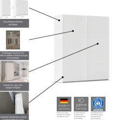 rauch Schwebetürenschrank »Kleiderschrank Schrank Garderobe Schlafzimmerschrank EVELYN« in elegantem Stil mit Spiegel 5 Breiten viel Stauraum MADE IN GERMANY