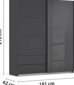 rauch Schwebetürenschrank »Kleiderschrank Schrank Garderobe ELARA Glastür/Grauspiegel« praktische Schubladen optional farblich abgesetzt MADE IN GERMANY