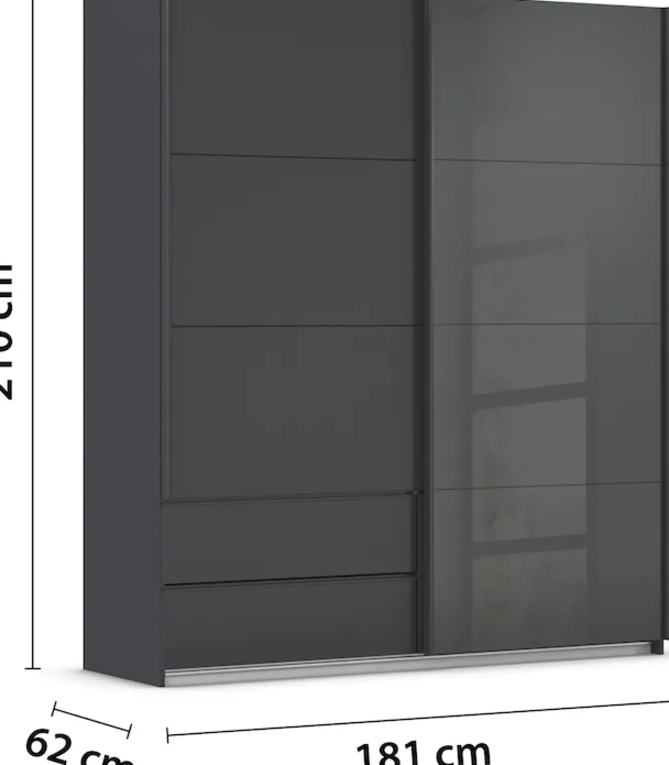 rauch Schwebetürenschrank »Kleiderschrank Schrank Garderobe ELARA Glastür/Grauspiegel« praktische Schubladen optional farblich abgesetzt MADE IN GERMANY