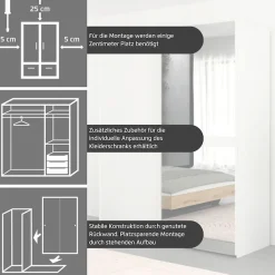 rauch Schwebetürenschrank »Kleiderschrank Schrank Garderobe Schlafzimmerschrank SCALE-LINE« edle Optik mit Bauchbinde in Korpusfarbe mit Glasfront MADE IN GERMANY