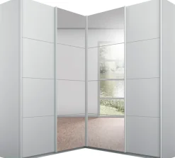rauch Schwebetürenschrank »Schrank Garderobe Eckkleiderschrank QUADRA Front in Dekor/Hochglanz« in den Höhen 210/229 cm, inkl. Soft-Close-Funktion,großer Eckschrank mit viel Stauraum, Maß 181x187 cm MADE IN GERMANY
