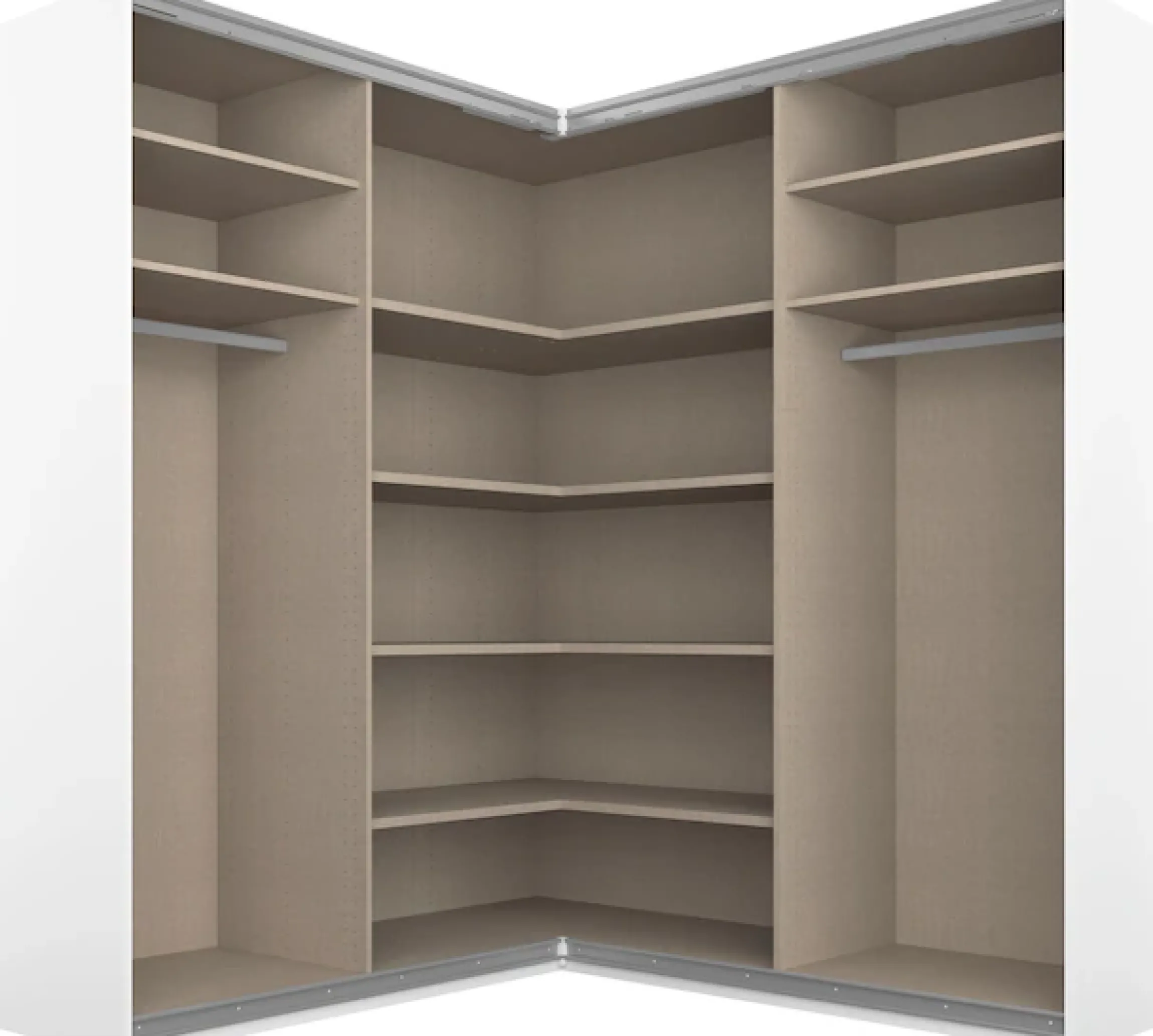 rauch Schwebetürenschrank »Schrank Garderobe Eckkleiderschrank QUADRA Front in Dekor/Hochglanz« in den Höhen 210/229 cm, inkl. Soft-Close-Funktion,großer Eckschrank mit viel Stauraum, Maß 181x187 cm MADE IN GERMANY