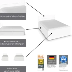 rauch Stauraumbett »Doppelbett Einzelbett Bett für kleine Räume Stauraum JOEL« Liegefläche 90x200 oder 140x200 cm,praktische Bettschubkästen für zusätzlichen Stauraum MADE IN GERMANY
