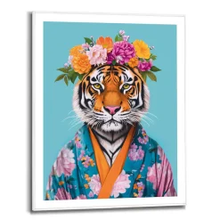 Reinders! Poster »Flower Tiger« Hobbyraum - Blumen - Kimono - Mehrfarbig - MDF - Tiere - 40x50 cm