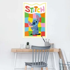 Reinders! Poster »Stitch - chequered Stitch« Kinderzimmer - Blau - 150 gr.Papier - Cartoons und Charaktere