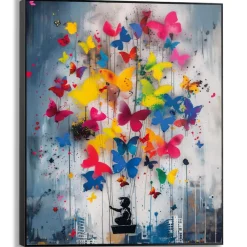 Reinders! Wandbild »Butterfly Balloon« Kinderzimmer - Schmetterlinge - Kind - Mehrfarbig - MDF - Street Art