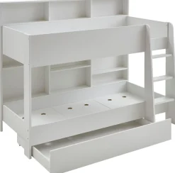 Relita Etagenbett »Sely, viel Funktion auf kleinem Raum, 2 Liegeflächen, modernes Design« viele Regalfächer an der Bettrückseite, inkl. Schublade auf Rollen,viel Stauraum, pflegeleichte Melamin Oberfläche, 3 Farben zur Wahl