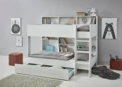 Relita Etagenbett »Sely, viel Funktion auf kleinem Raum, 2 Liegeflächen, modernes Design« viele Regalfächer an der Bettrückseite, inkl. Schublade auf Rollen,viel Stauraum, pflegeleichte Melamin Oberfläche, 3 Farben zur Wahl