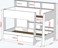 Relita Etagenbett »Sely, viel Funktion auf kleinem Raum, 2 Liegeflächen, modernes Design« viele Regalfächer an der Bettrückseite, inkl. Schublade auf Rollen,viel Stauraum, pflegeleichte Melamin Oberfläche, 3 Farben zur Wahl