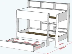 Relita Etagenbett »Sely, viel Funktion auf kleinem Raum, 2 Liegeflächen, modernes Design« viele Regalfächer an der Bettrückseite, inkl. Schublade auf Rollen,viel Stauraum, pflegeleichte Melamin Oberfläche, 3 Farben zur Wahl