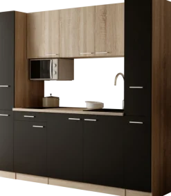 RESPEKTA Küchenzeile »Ingrid, inkl. Mikrowelle« zerlegt, wahlweise mit Kühlschrank, Soft-Close-Funktion, Breite 210 cm