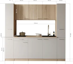 RESPEKTA Küchenzeile »Ingrid, inkl. Mikrowelle« zerlegt, wahlweise mit Kühlschrank, Soft-Close-Funktion, Breite 210 cm