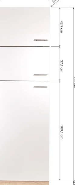 RESPEKTA Kühlumbauschrank »Merle« Breite 60 cm, Türen wechselseitig anschlagbar, Höhe 200 cm