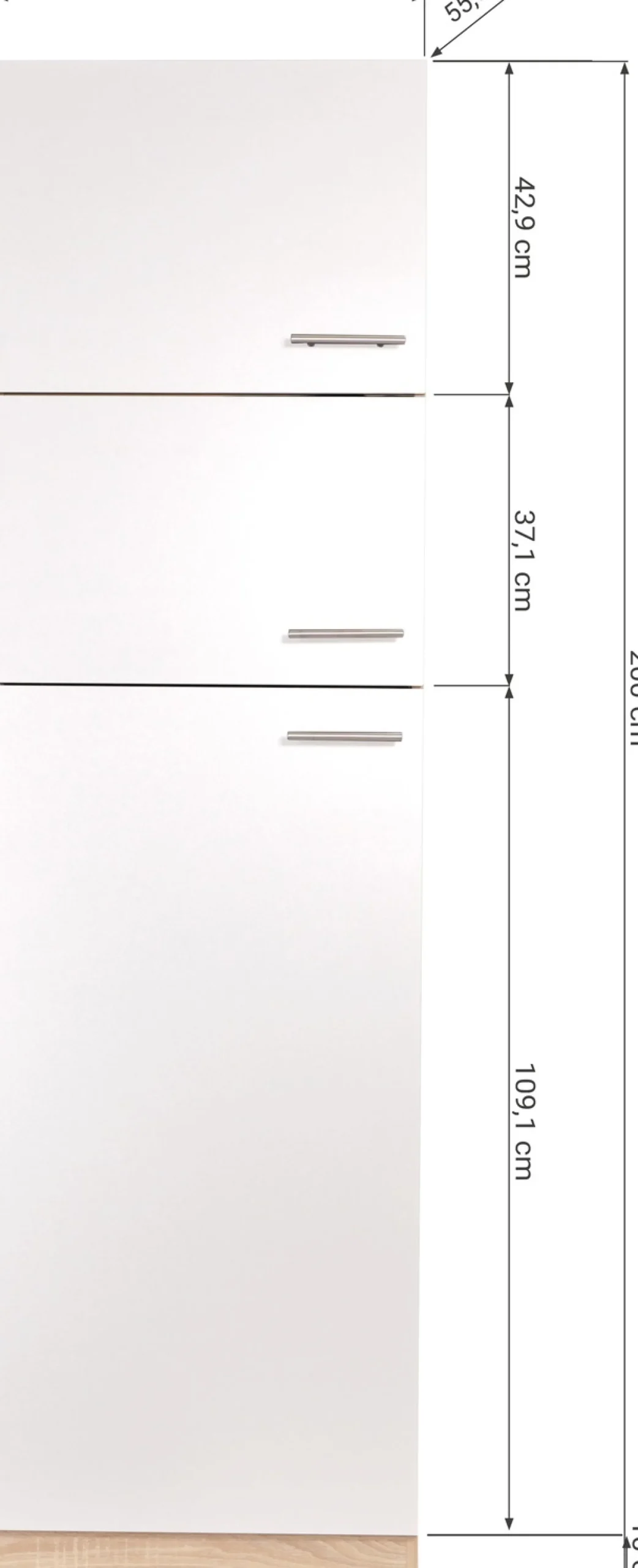 RESPEKTA Kühlumbauschrank »Merle« Breite 60 cm, Türen wechselseitig anschlagbar, Höhe 200 cm