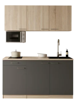 RESPEKTA Pantryküche »Ingrid, inkl. Mikrowelle« zerlegt, wahlweise mit Kühlschrank, Soft-Close-Funktion, Breite 150 cm