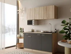 RESPEKTA Pantryküche »Ingrid, inkl. Mikrowelle« zerlegt, wahlweise mit Kühlschrank, Soft-Close-Funktion, Breite 150 cm