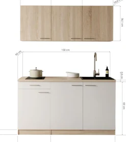 RESPEKTA Pantryküche »Ingrid, inkl. Mikrowelle« zerlegt, wahlweise mit Kühlschrank, Soft-Close-Funktion, Breite 150 cm