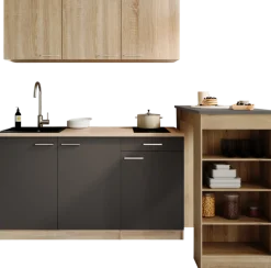 RESPEKTA Pantryküche »Ingrid, inkl. Tresentisch« zerlegt, wahlweise mit Kühlschrank, Soft-Close-Funktion, Breite 150 cm