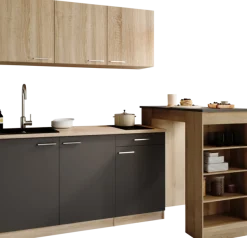 RESPEKTA Pantryküche »Ingrid, inkl. Tresentisch« zerlegt, wahlweise mit Kühlschrank, Soft-Close-Funktion, Breite 150 cm