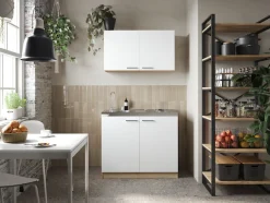 RESPEKTA Pantryküche »Merle« Breite 100 cm, Soft-Close, Spülenabdeckung mit Edelstahlkochmulde