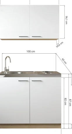 RESPEKTA Pantryküche »Merle« Breite 100 cm, Soft-Close, Spülenabdeckung mit Edelstahlkochmulde